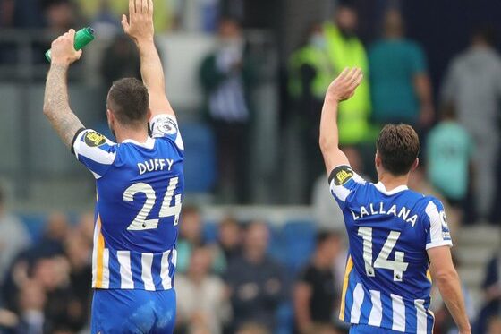 Sports: Brighton players applaud fans after the game. Twitter