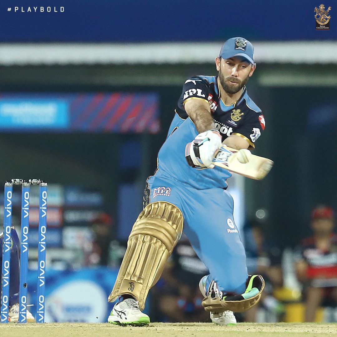 RCB's Glenn Maxwell in action while batting
