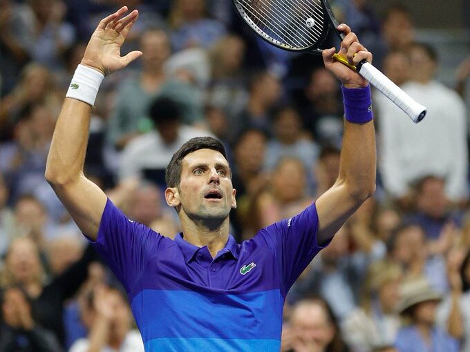 Novak Djokovic after beating Zverev in the US OPEN 2021 semifinals.