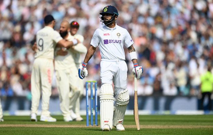 ENG vs IND: Virat Kohli getting out at the Oval. Twitter: (@ICC).