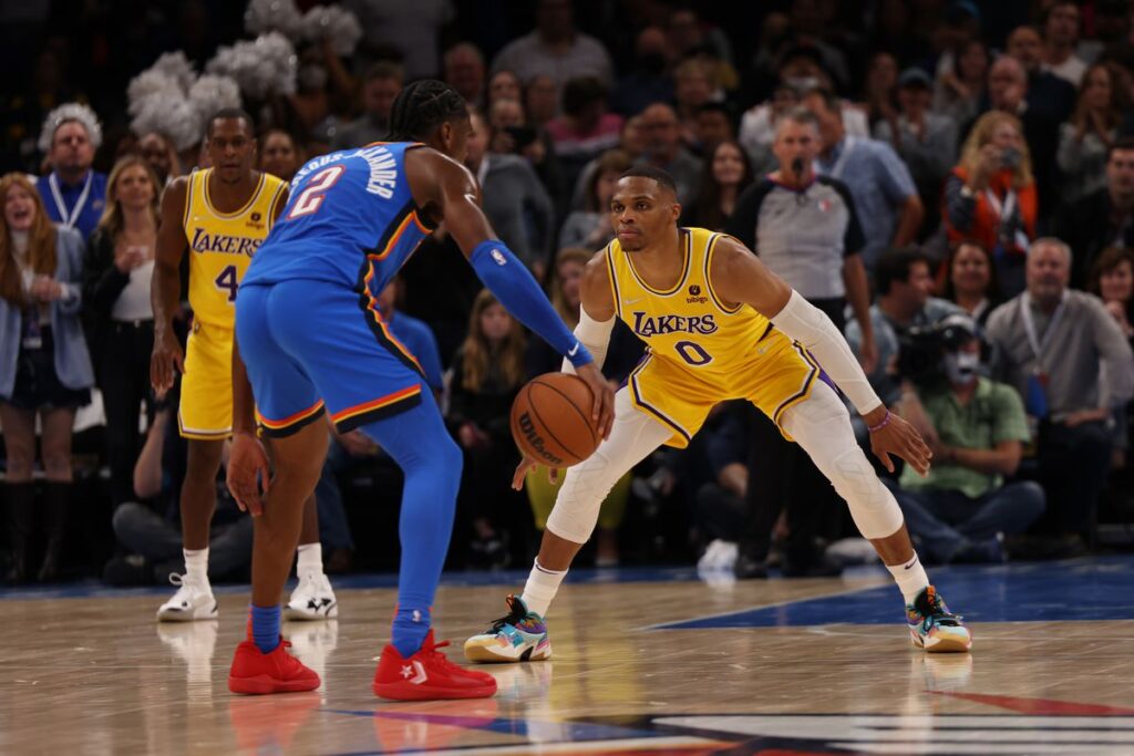 NBA, Lakers vs Thunders: Shai Gilgeous Alexander and Russell Westbrook