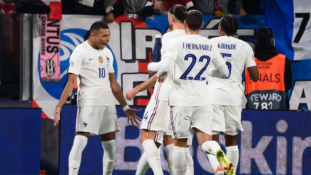 Belgium vs France: Kylian Mbappe celebrating his goal.