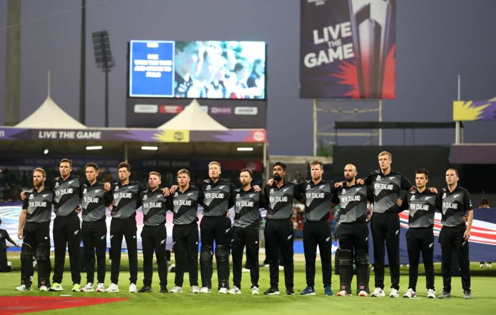 ICC T20 World Cup 2021: New Zealand team during their national anthem.