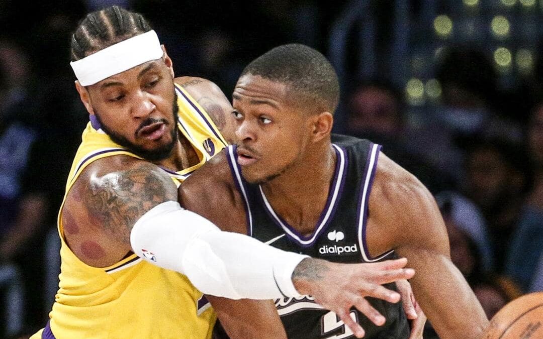 NBA, Lakers vs Kings: De'Aaron Fox and Carmelo Anthony.