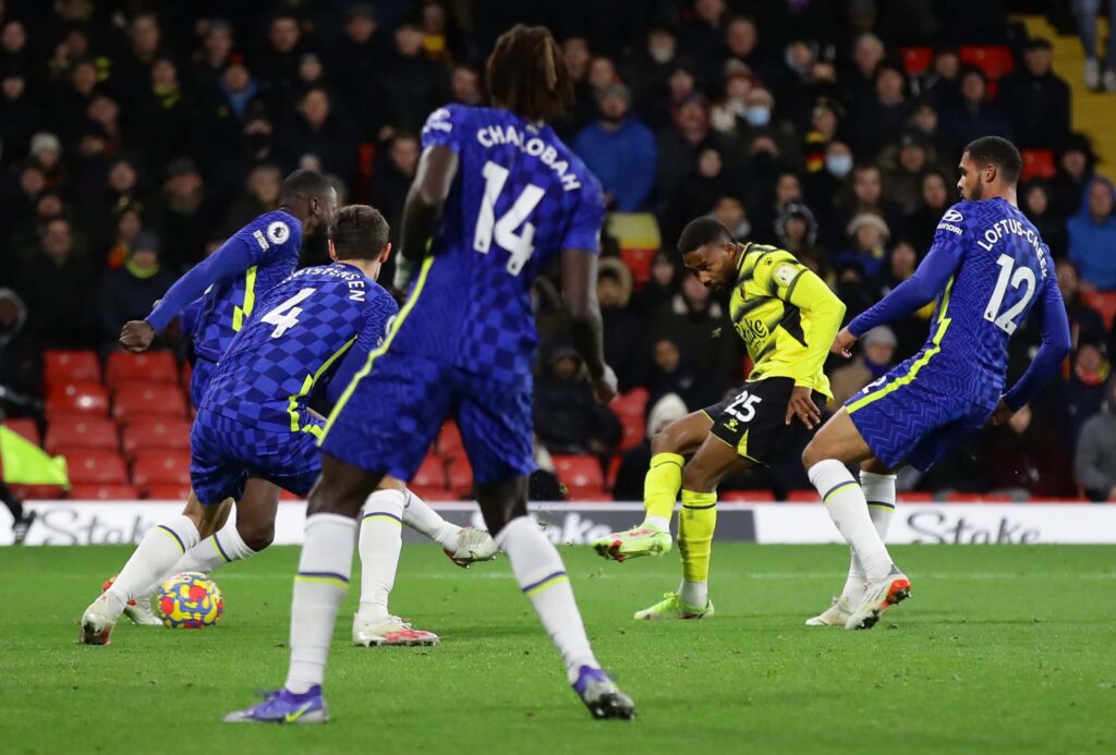 Emmanuel scored the goal for Watford against Chelsea.