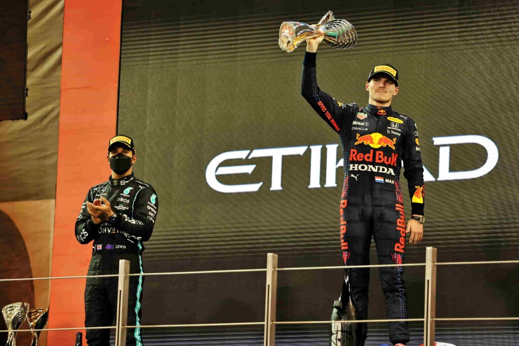 F1, Abu Dhabi Grand Prix, 2021: Max Verstappen and Lewis Hamilton.