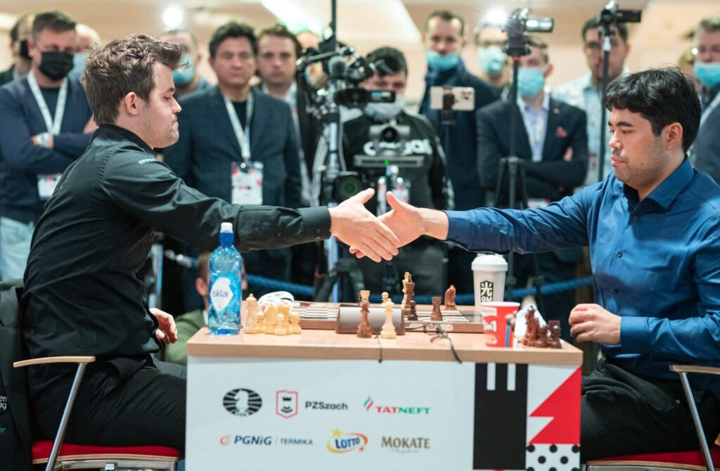 World Rapid Chess Championship 2021, Warshaw: Magnus Carlsen and Hikaru Nakamura.