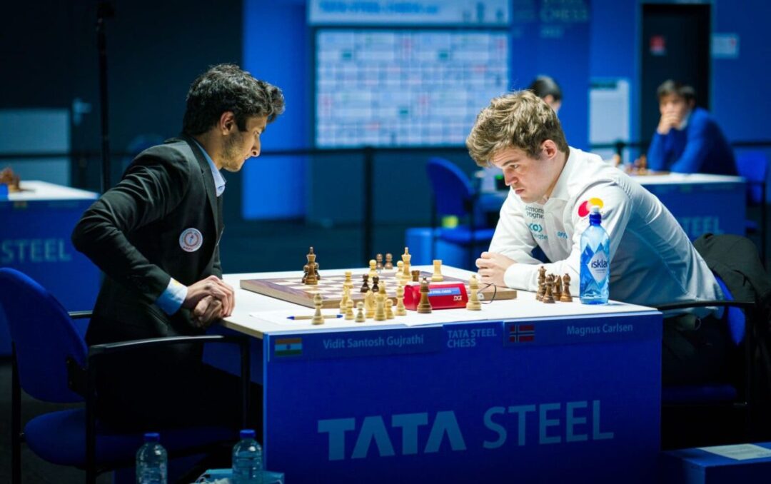 Tata Steel Chess 2022: Magnus Carlsen and Vidit Gujrathi.