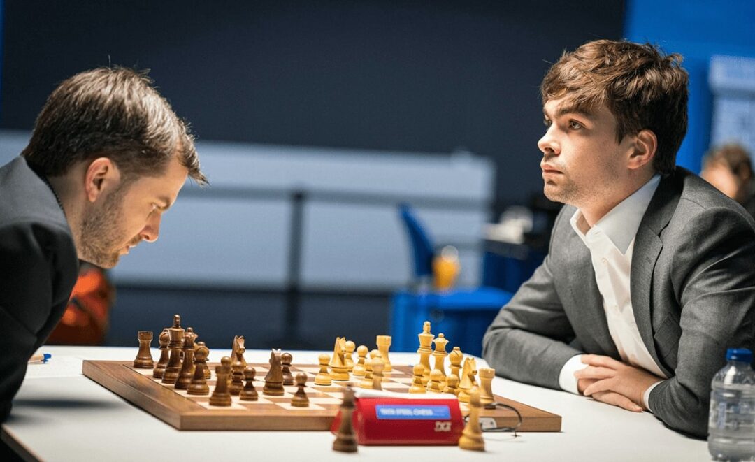 Tata Steel Chess 2022: Jorden van Foreest and Nils Grandelius.