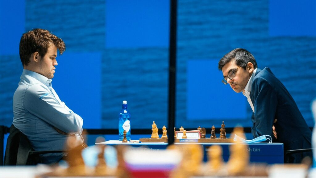 Tata Steel Chess 2022: Magnus Carlsen and Anish Giri.