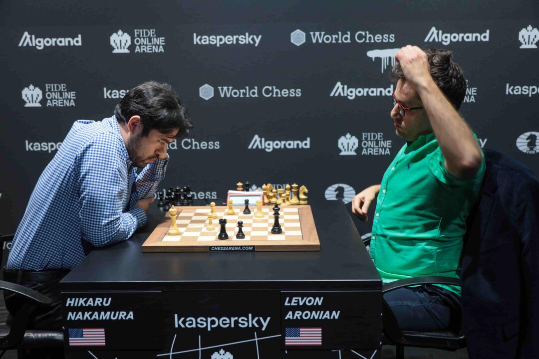 FIDE Grand Prix 2022 leg 1: Hikaru Nakamura and Levon Aronian.